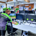 Image of people cleaning a commercial office